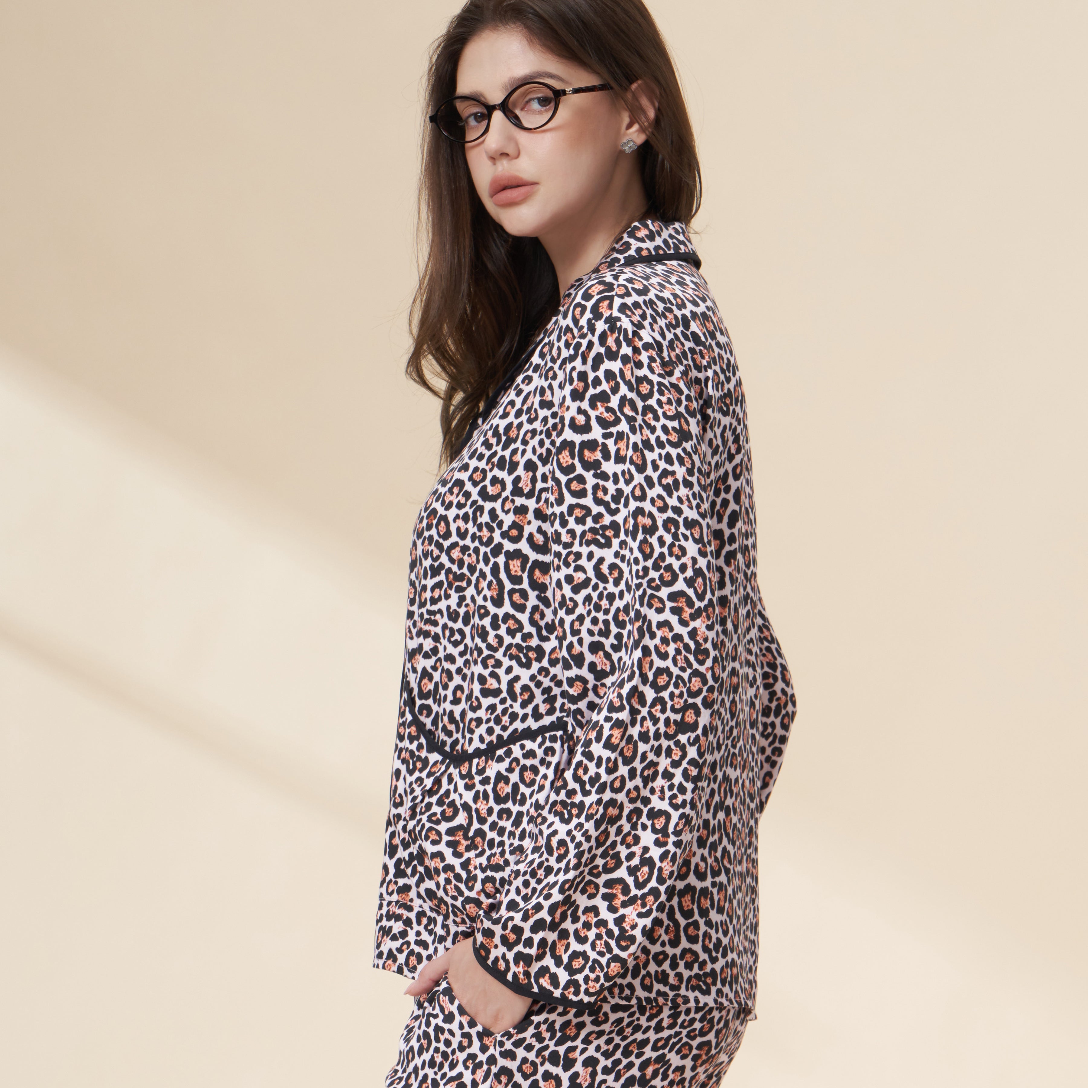 Blush Leopard 100%Tencel Sleepwear Two Piece Set
