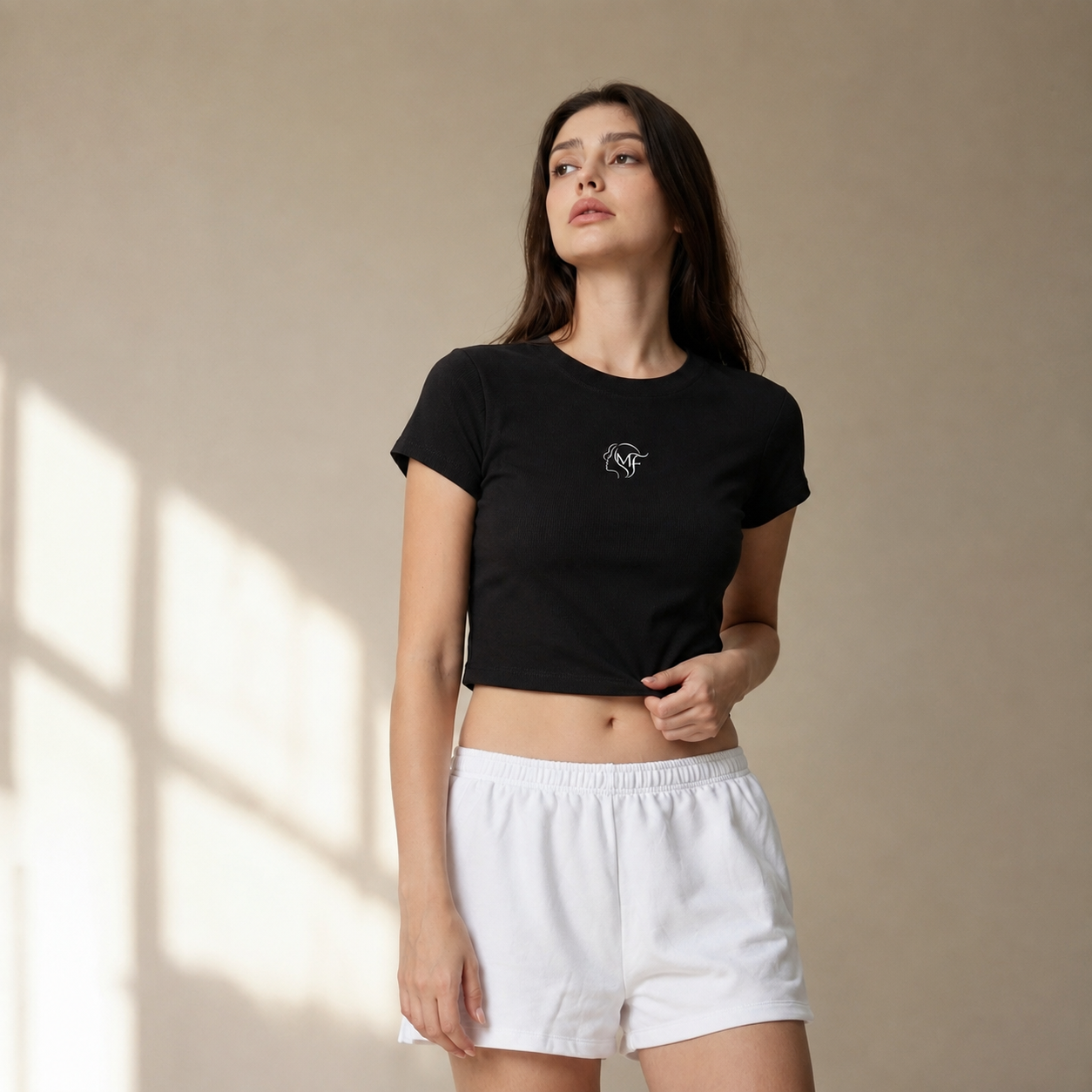 Tencel Ribbed Crop Short‑Sleeve Top