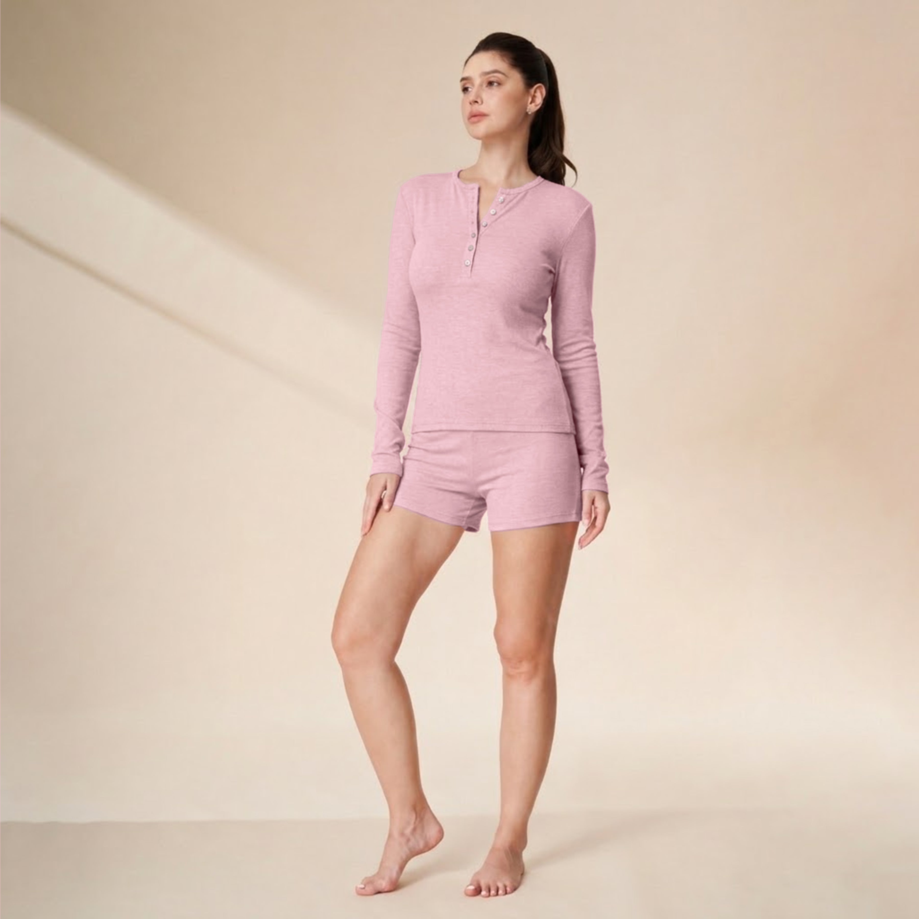 Tencel Merino Wool Blend Long-Sleeve Two-Piece Set