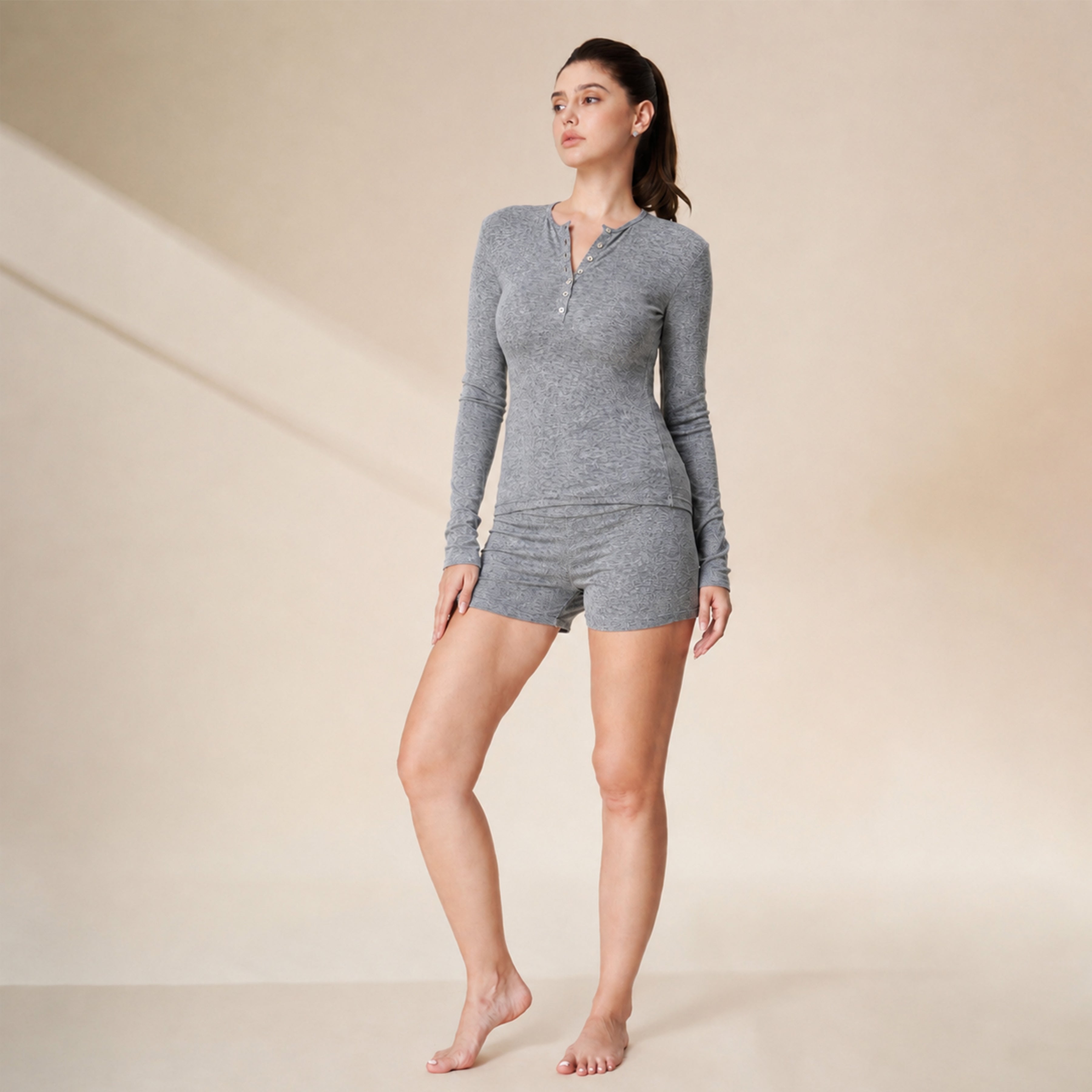 Tencel Merino Wool Blend Long-Sleeve Two-Piece Set