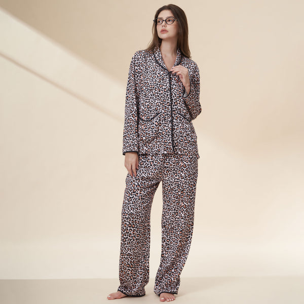 Blush Leopard 100%Tencel Sleepwear Two Piece Set