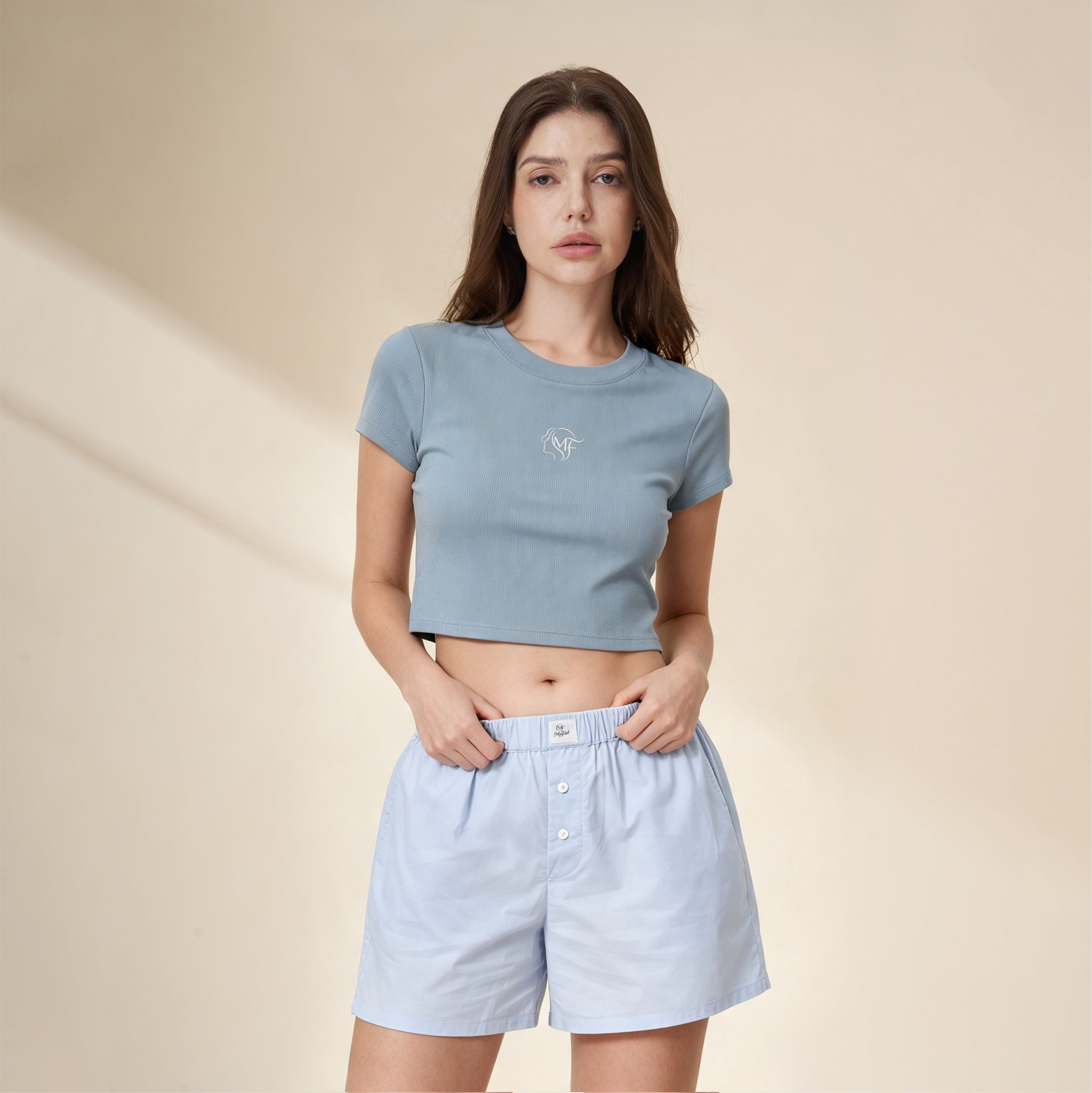 Tencel Ribbed Crop Short‑Sleeve Top