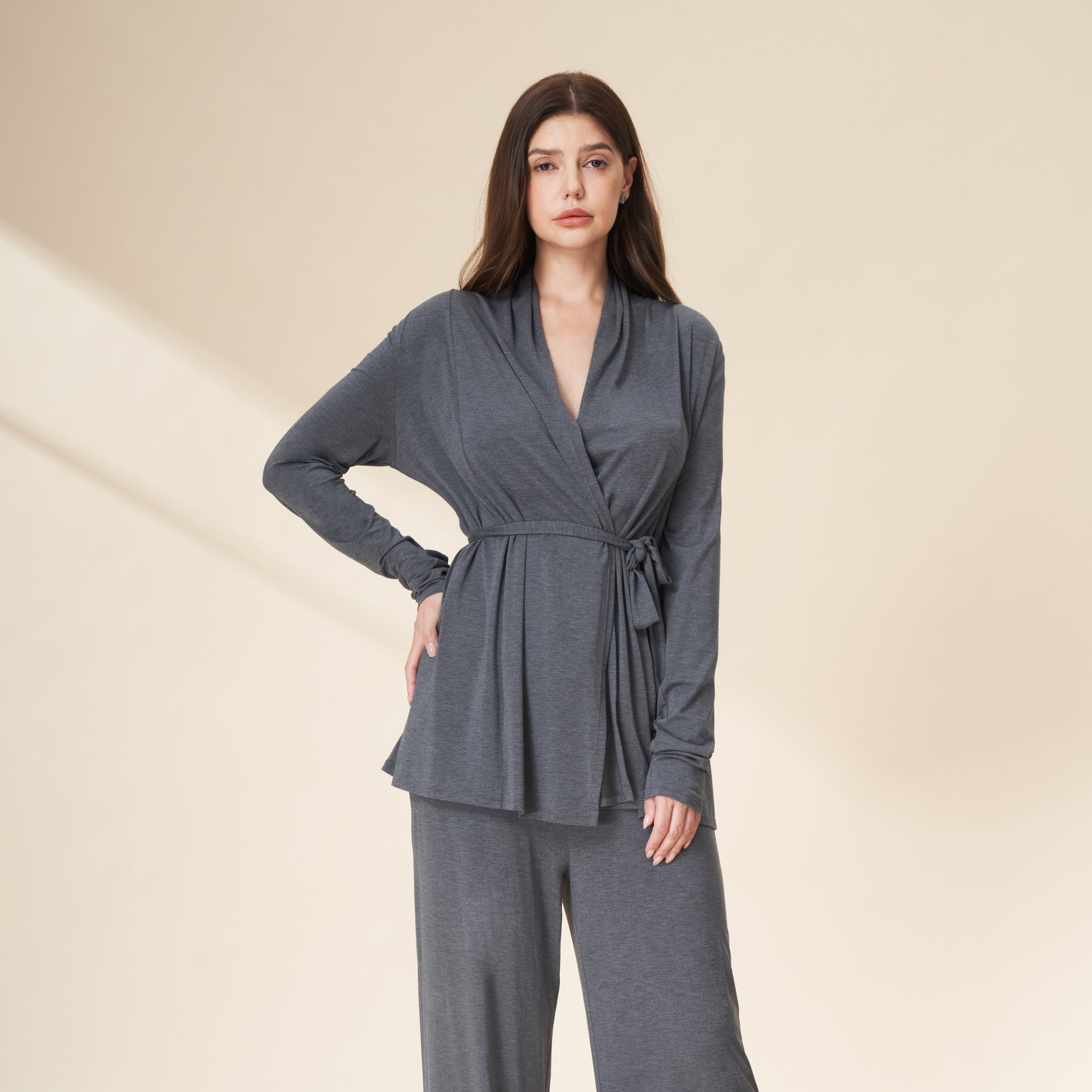 Robe & Wide Leg Pants Loungewear Set