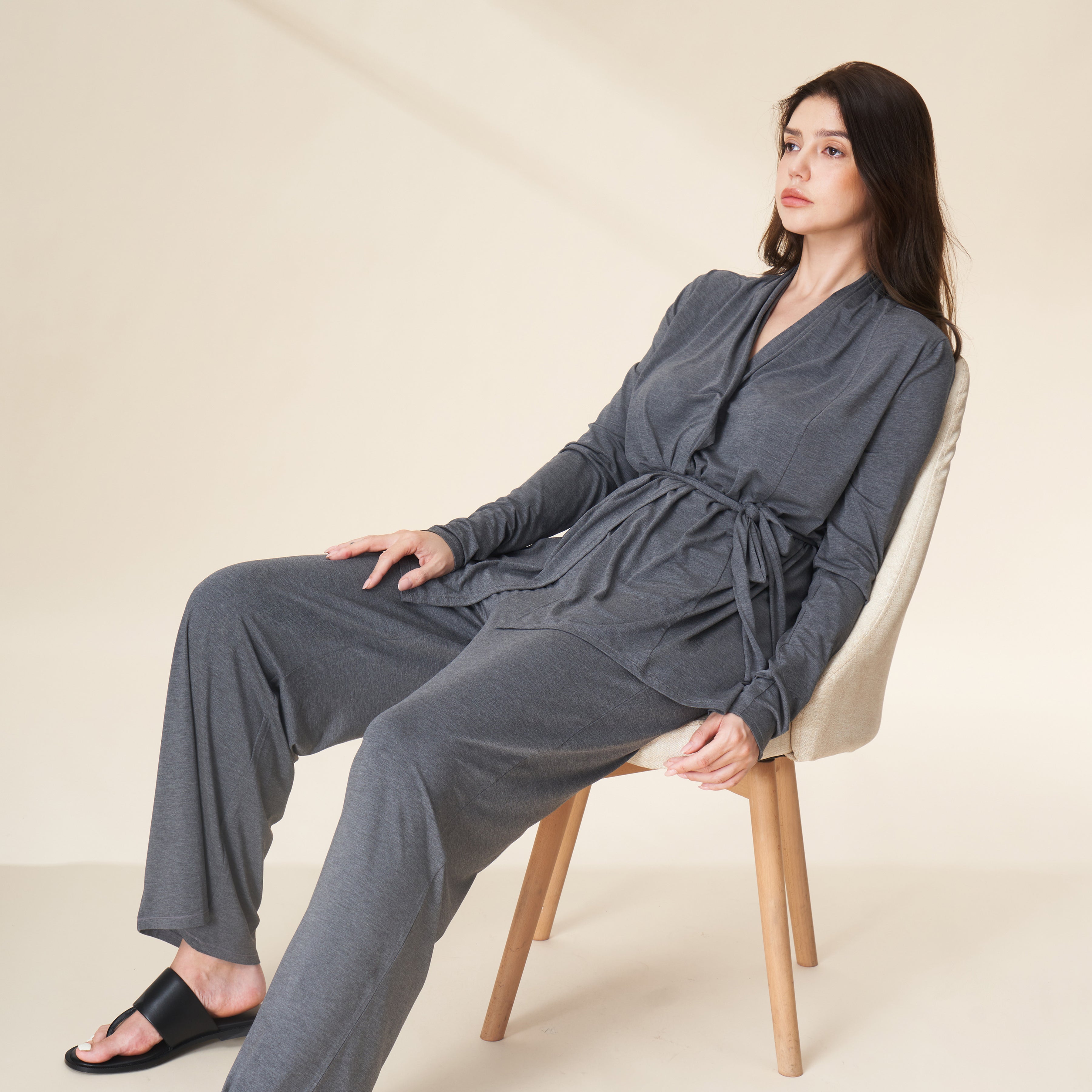 Robe & Wide Leg Pants Loungewear Set