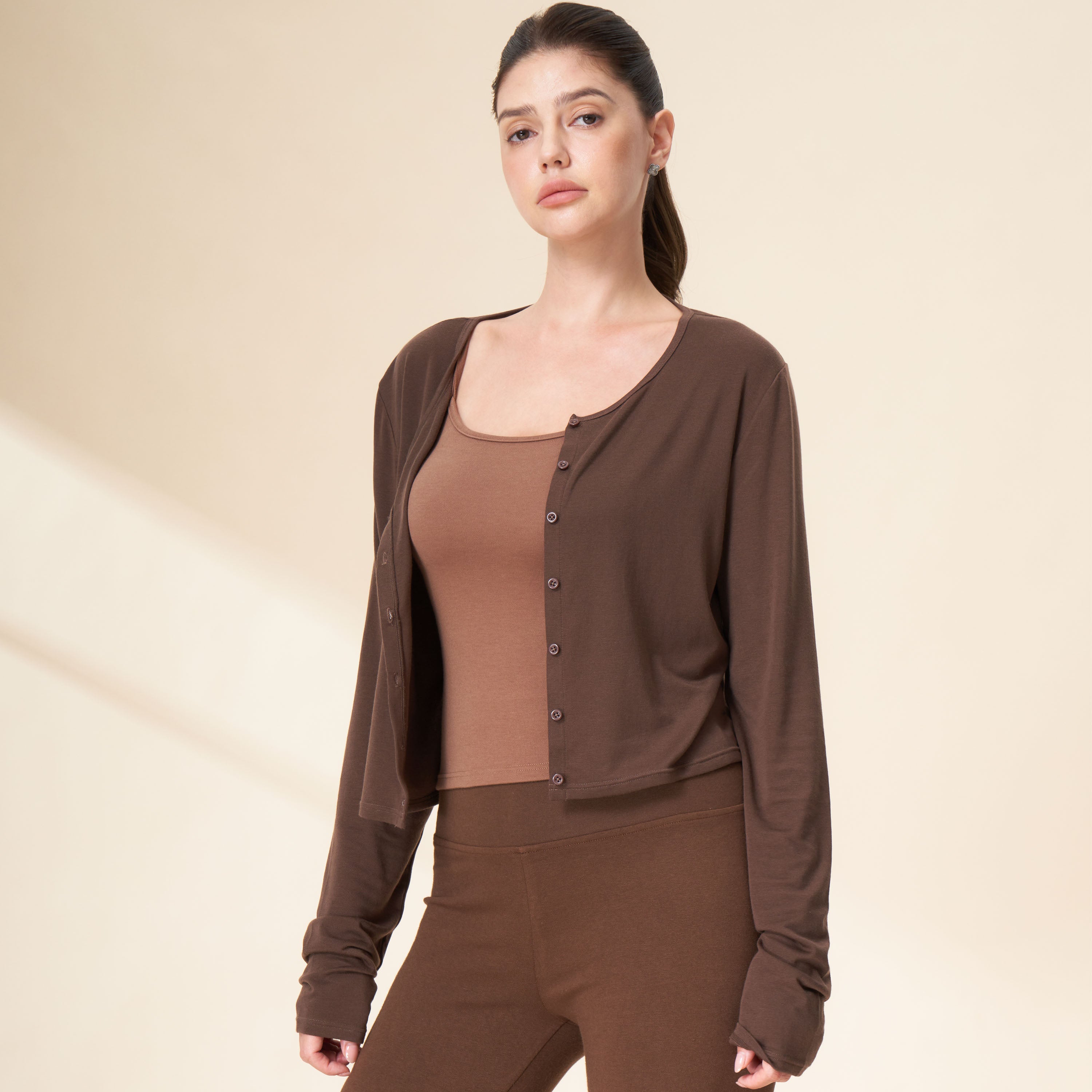 Tencel Wool Blend Cropped Cardigan