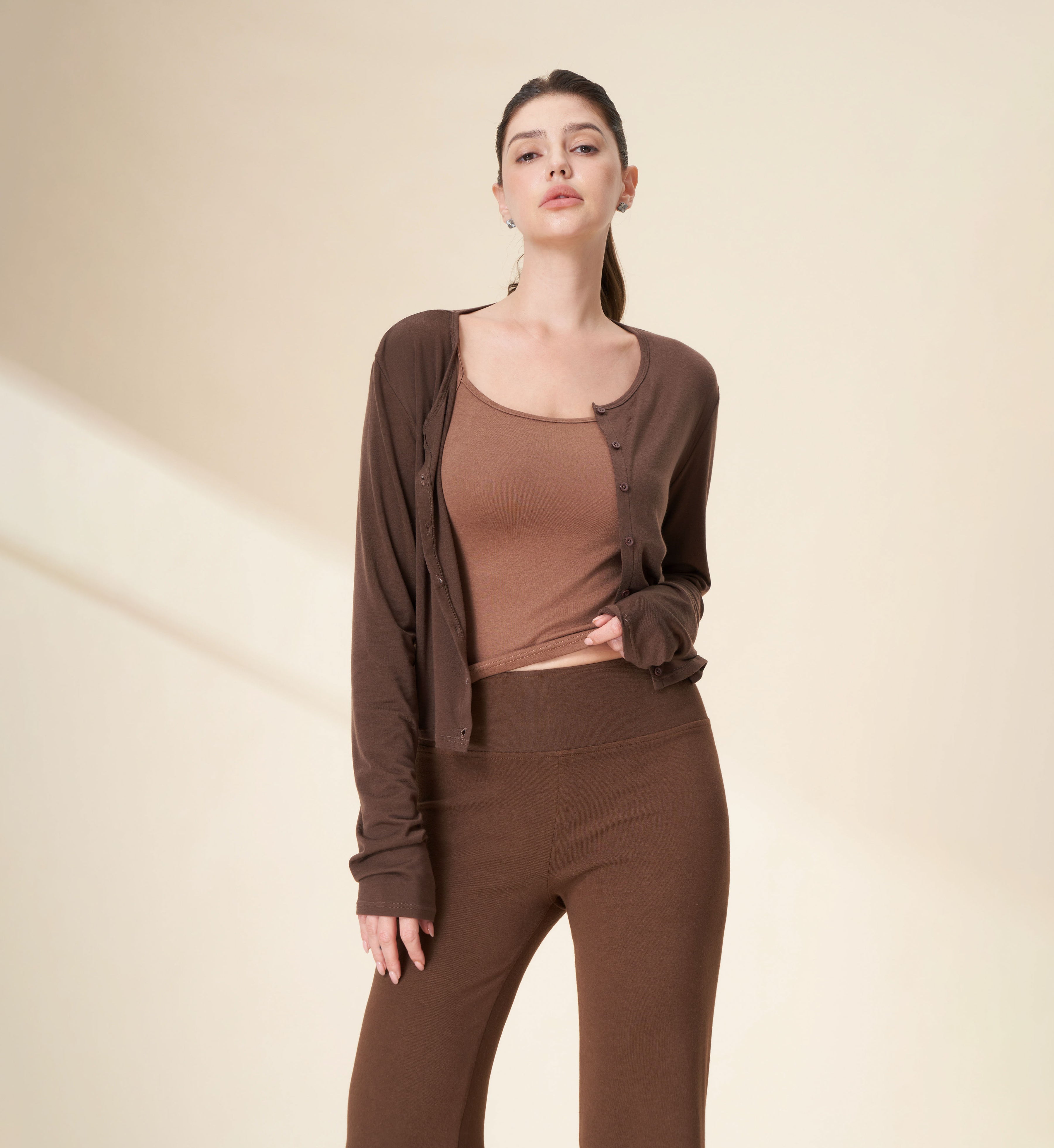 Tencel Wool Blend Cropped Cardigan