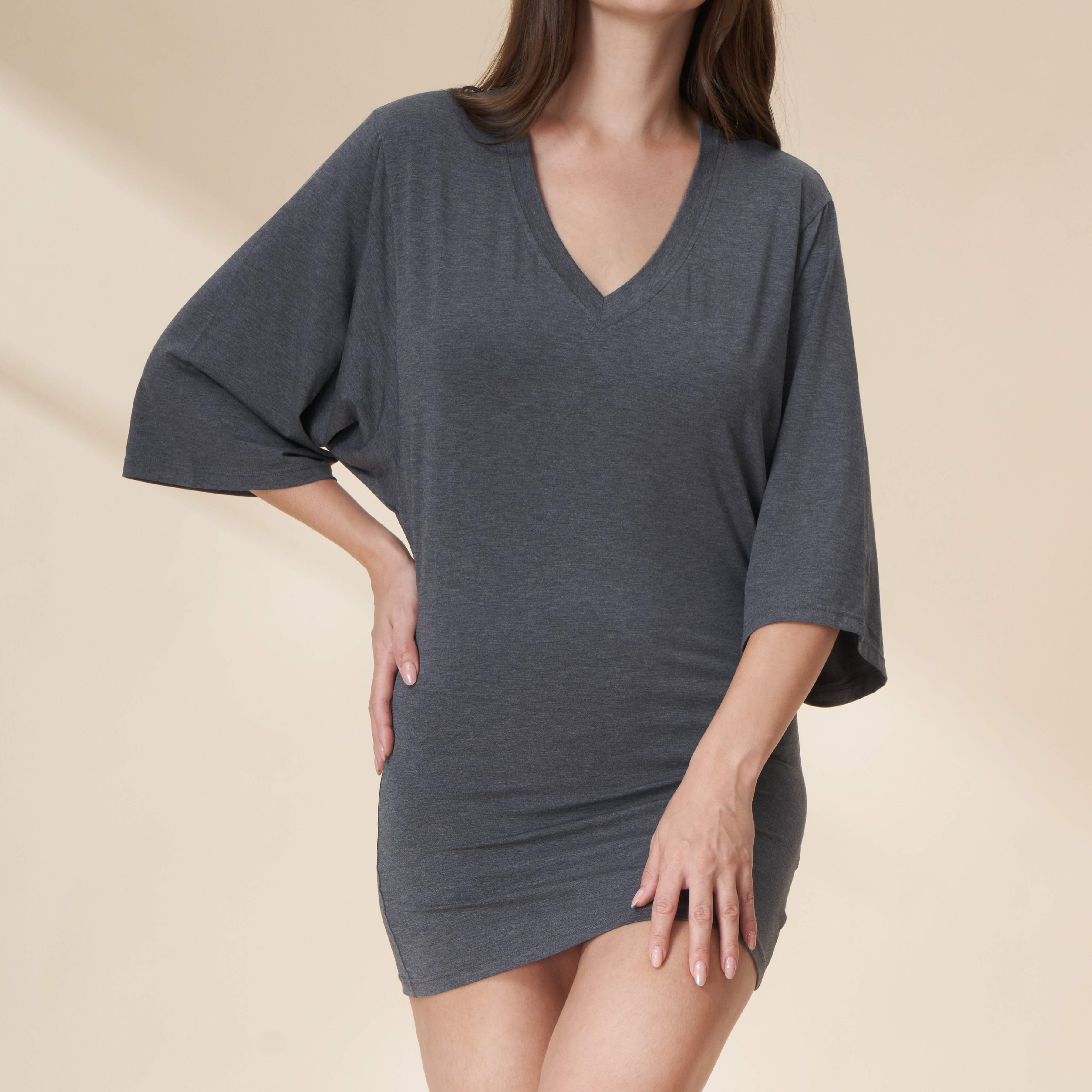 V-Neck Batwing Sleeve Mini Lounge Dress
