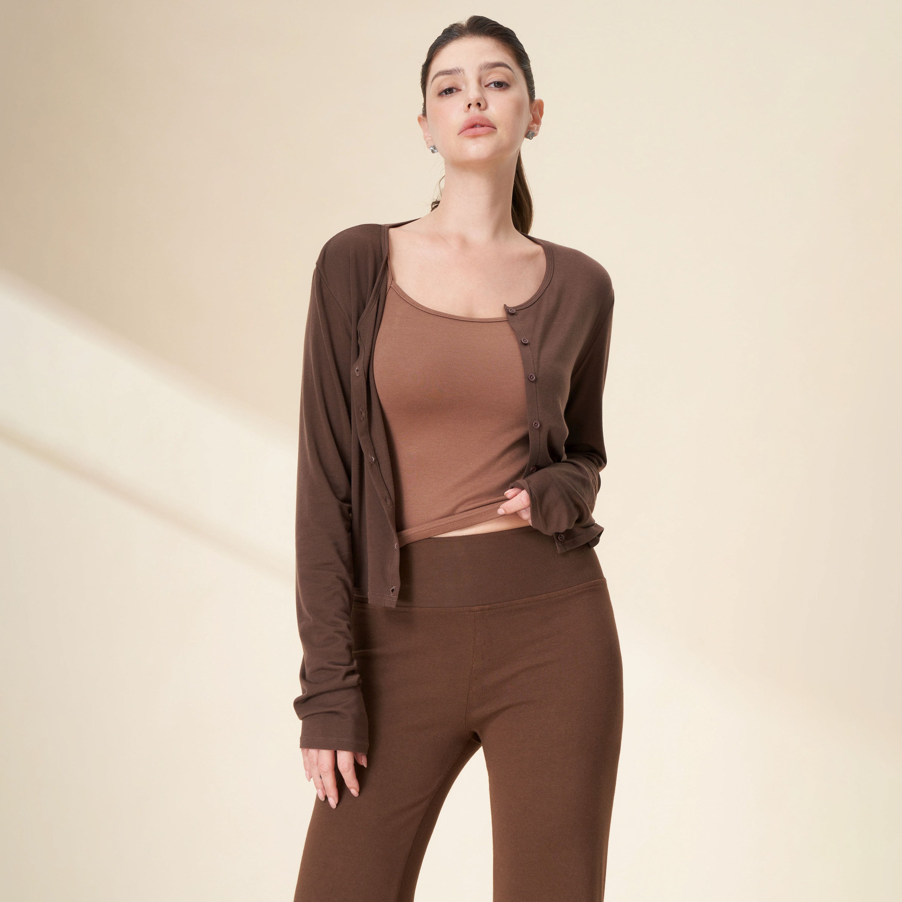 Tencel Wool Blend Cropped Cardigan