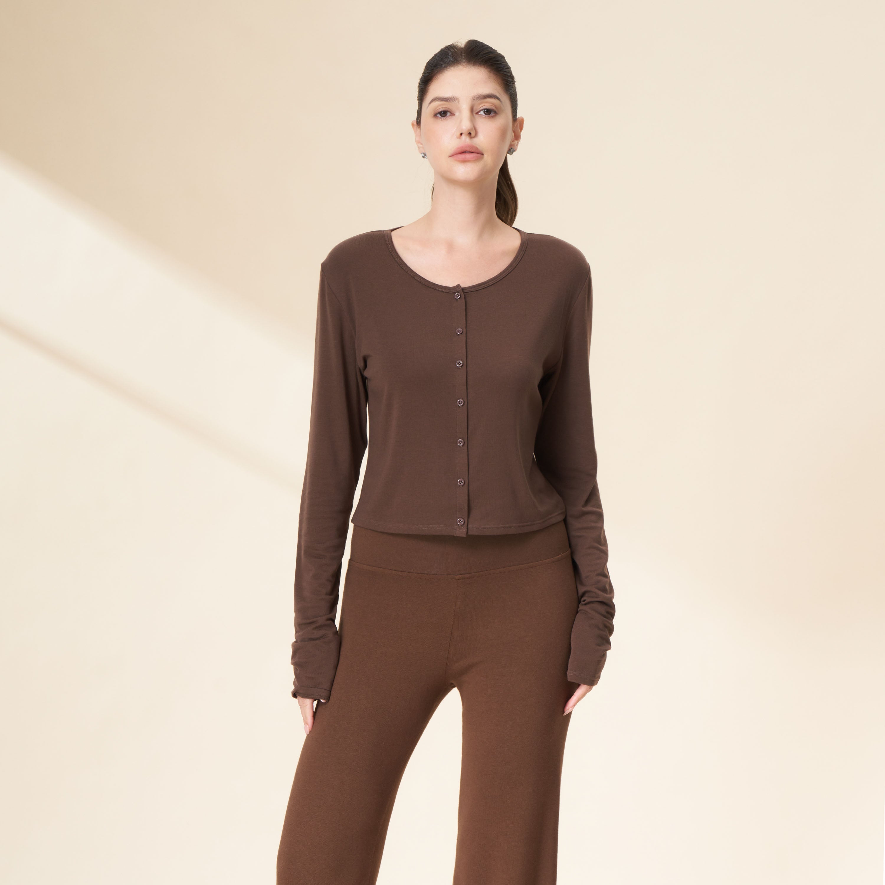 Tencel Wool Blend Cropped Cardigan