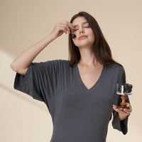 V-Neck Batwing Sleeve Mini Lounge Dress