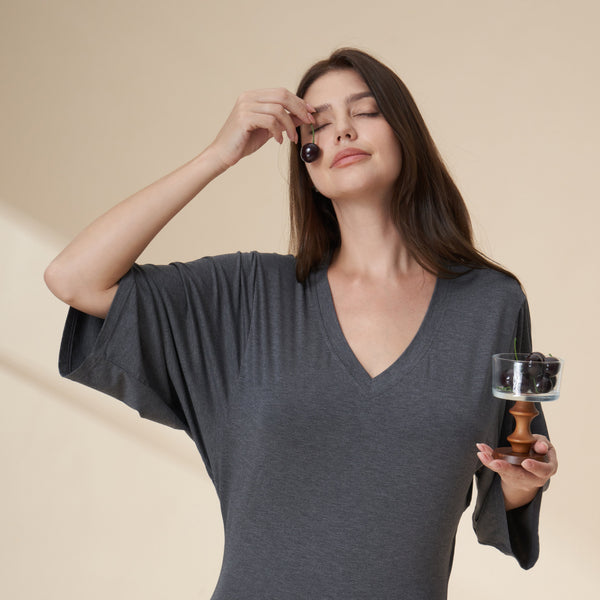 V-Neck Batwing Sleeve Mini Lounge Dress