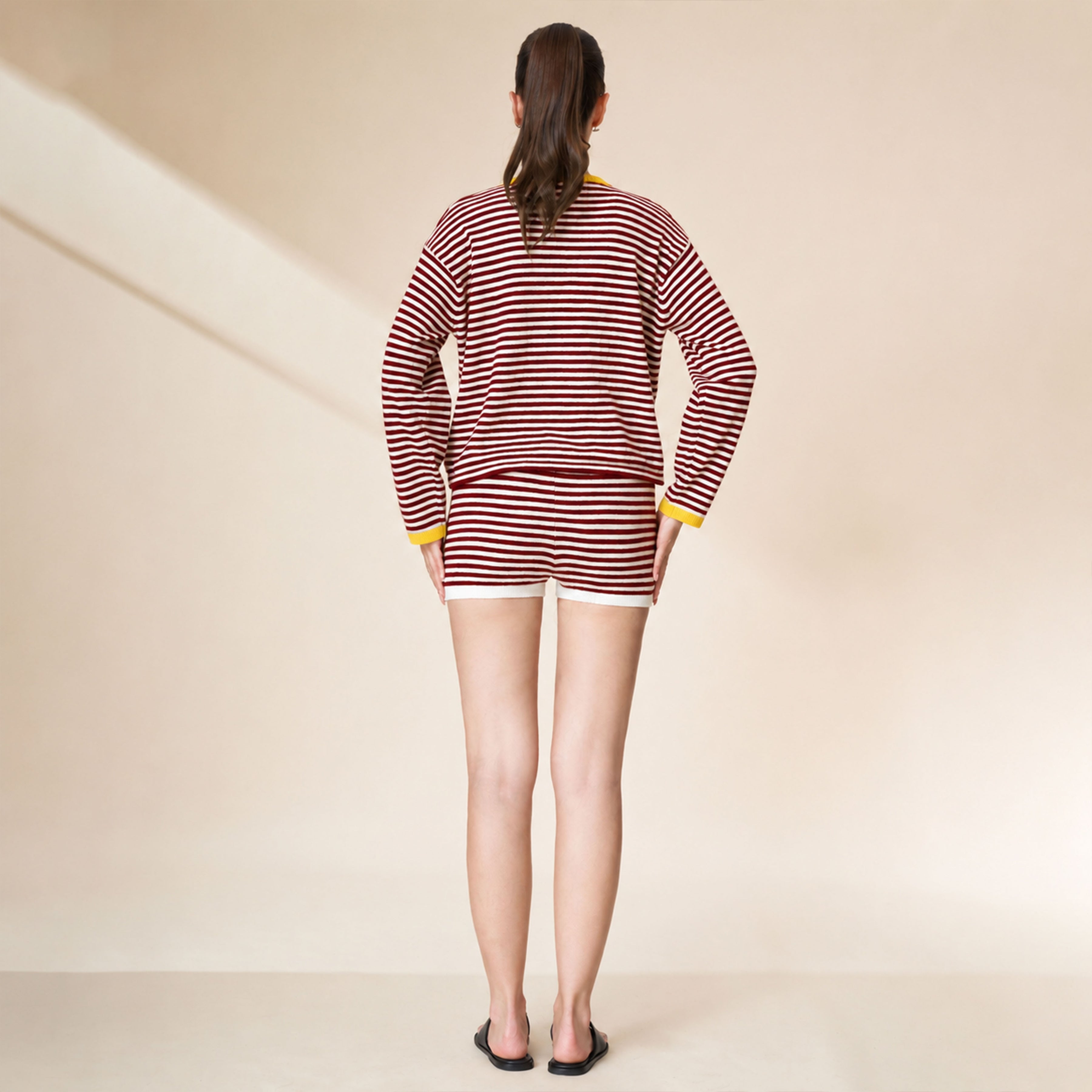 Striped Soft Knit Loungewear Two Piece Set