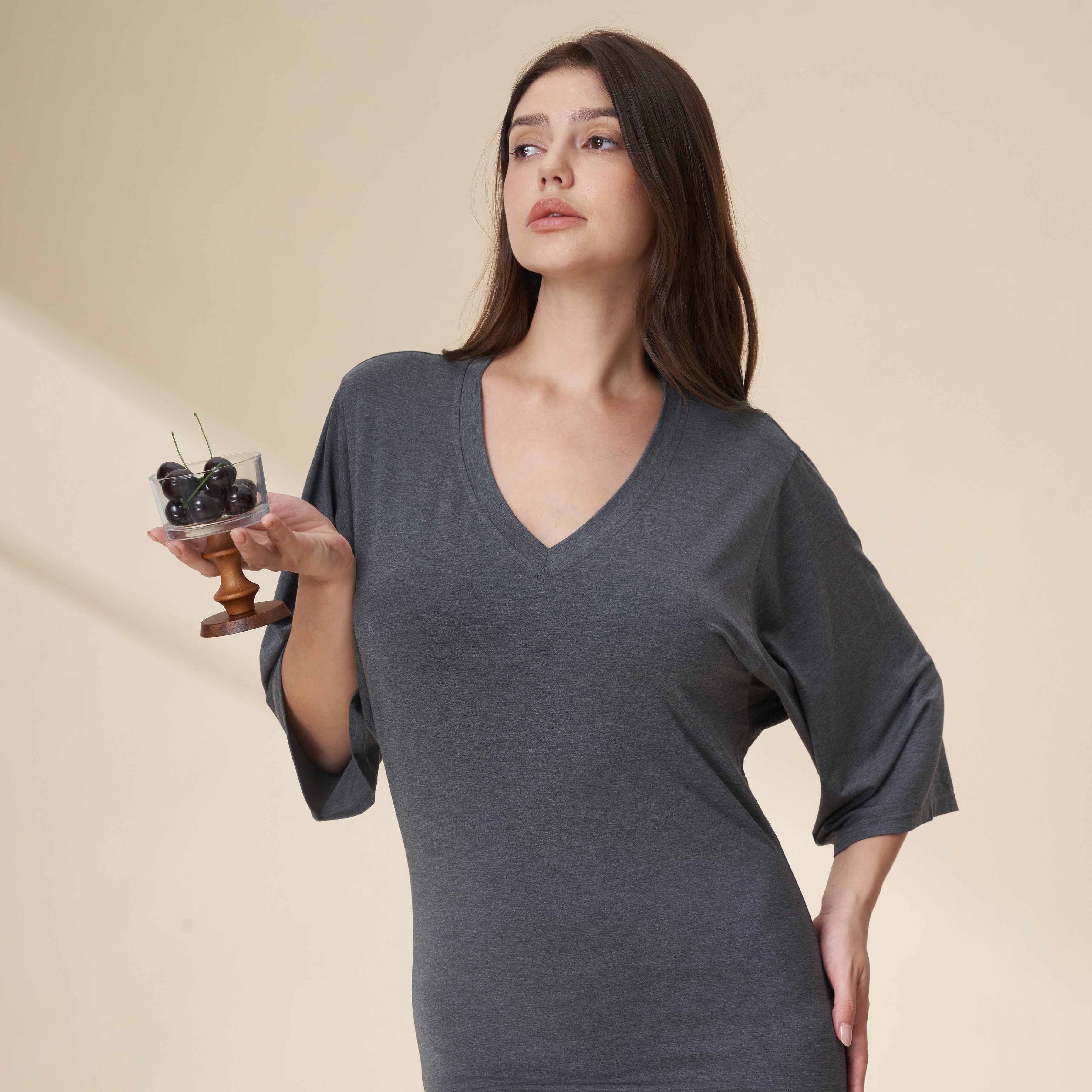 V-Neck Batwing Sleeve Mini Lounge Dress