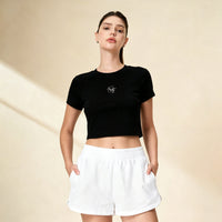 Tencel Ribbed Crop Short‑Sleeve Top