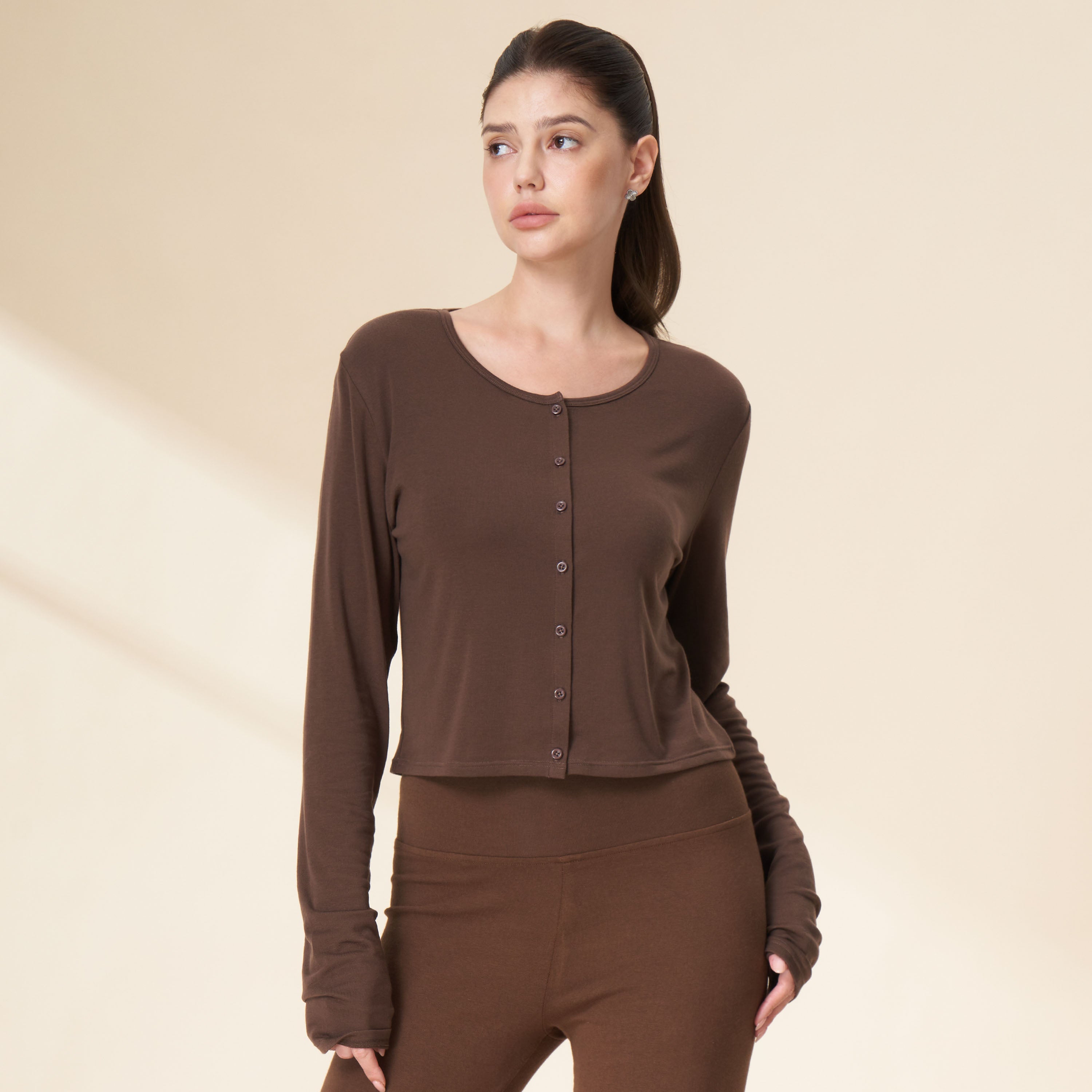 Tencel Wool Blend Cropped Cardigan