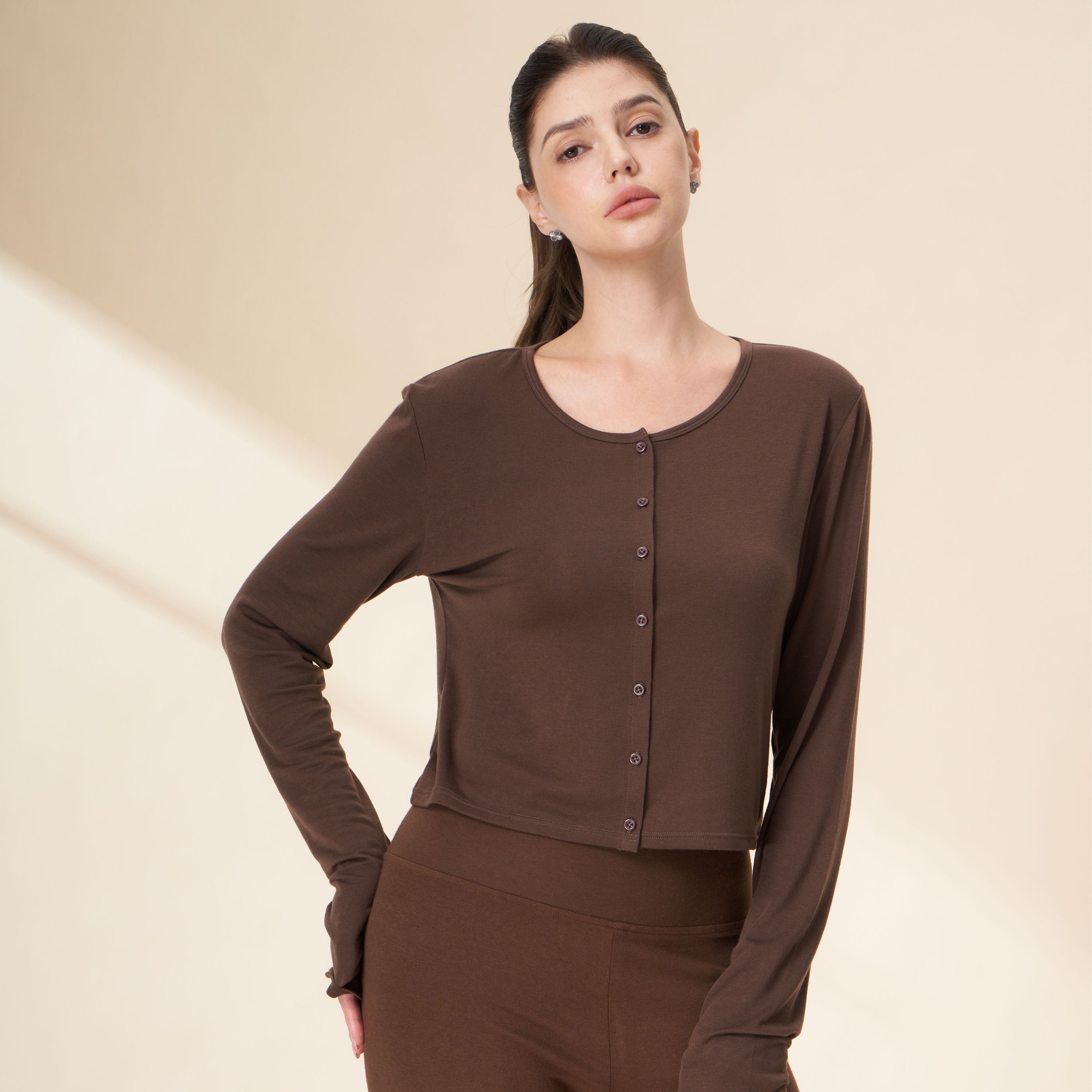 Tencel Wool Blend Cropped Cardigan