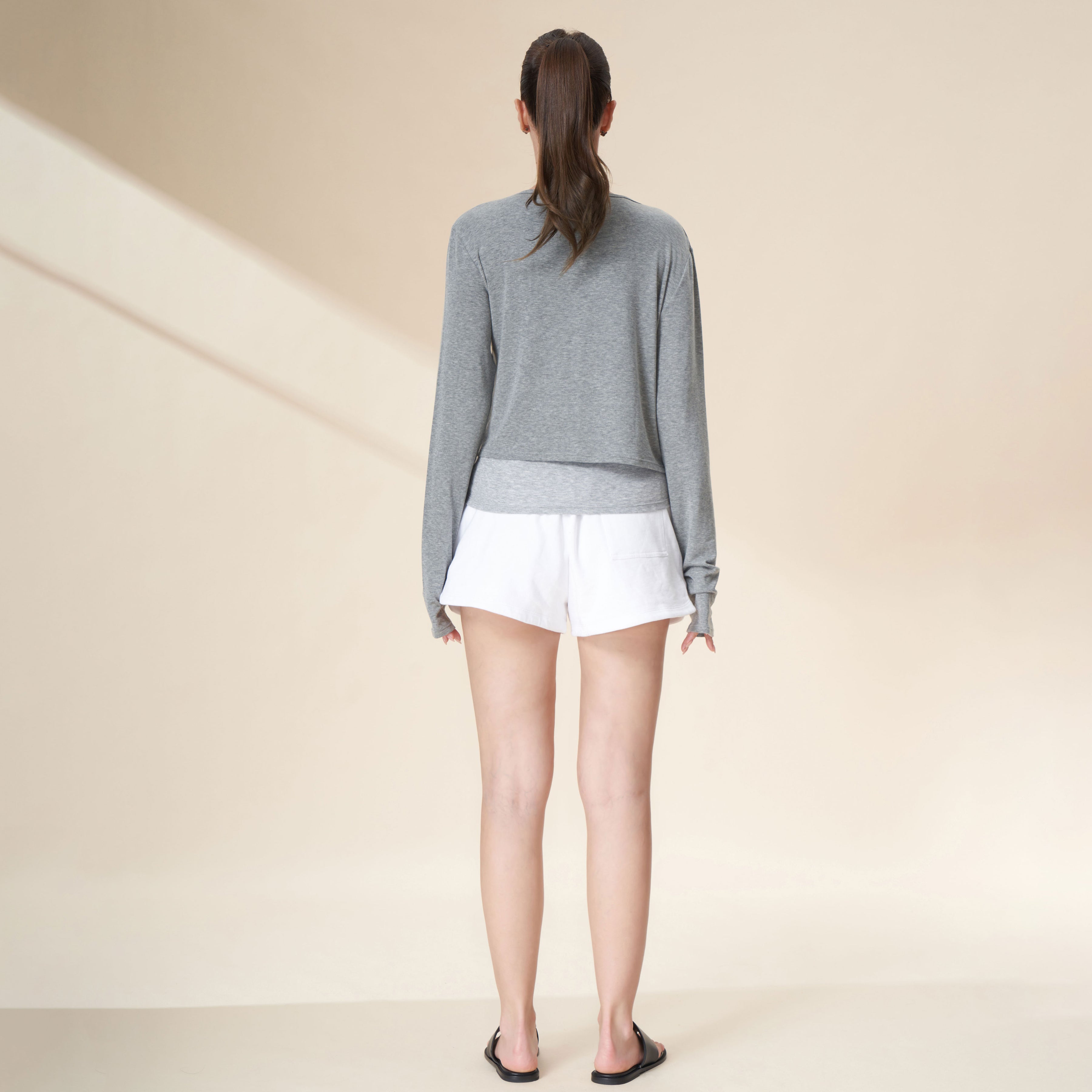Tencel Wool Blend Button-Front Cropped Cardigan