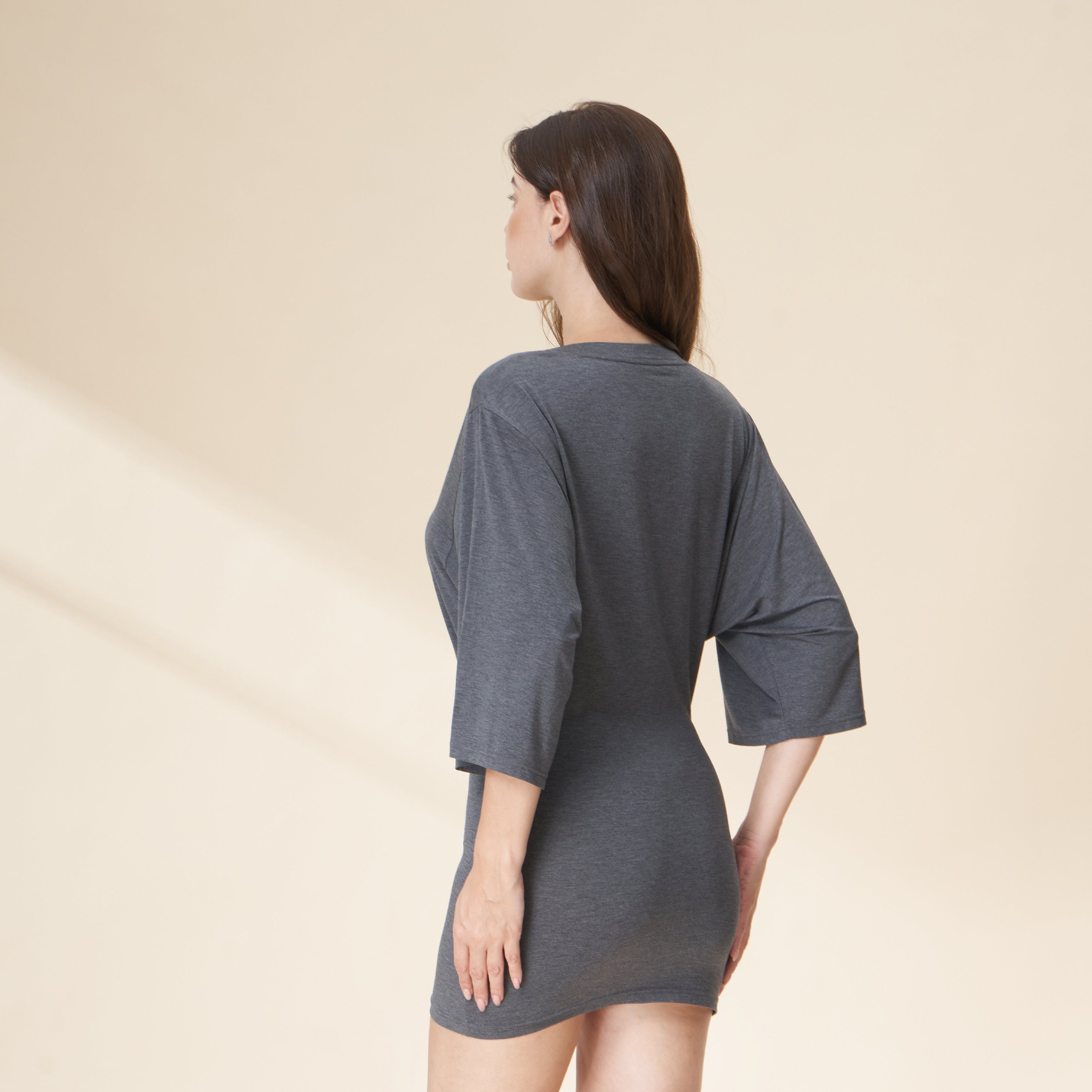V-Neck Batwing Sleeve Mini Lounge Dress