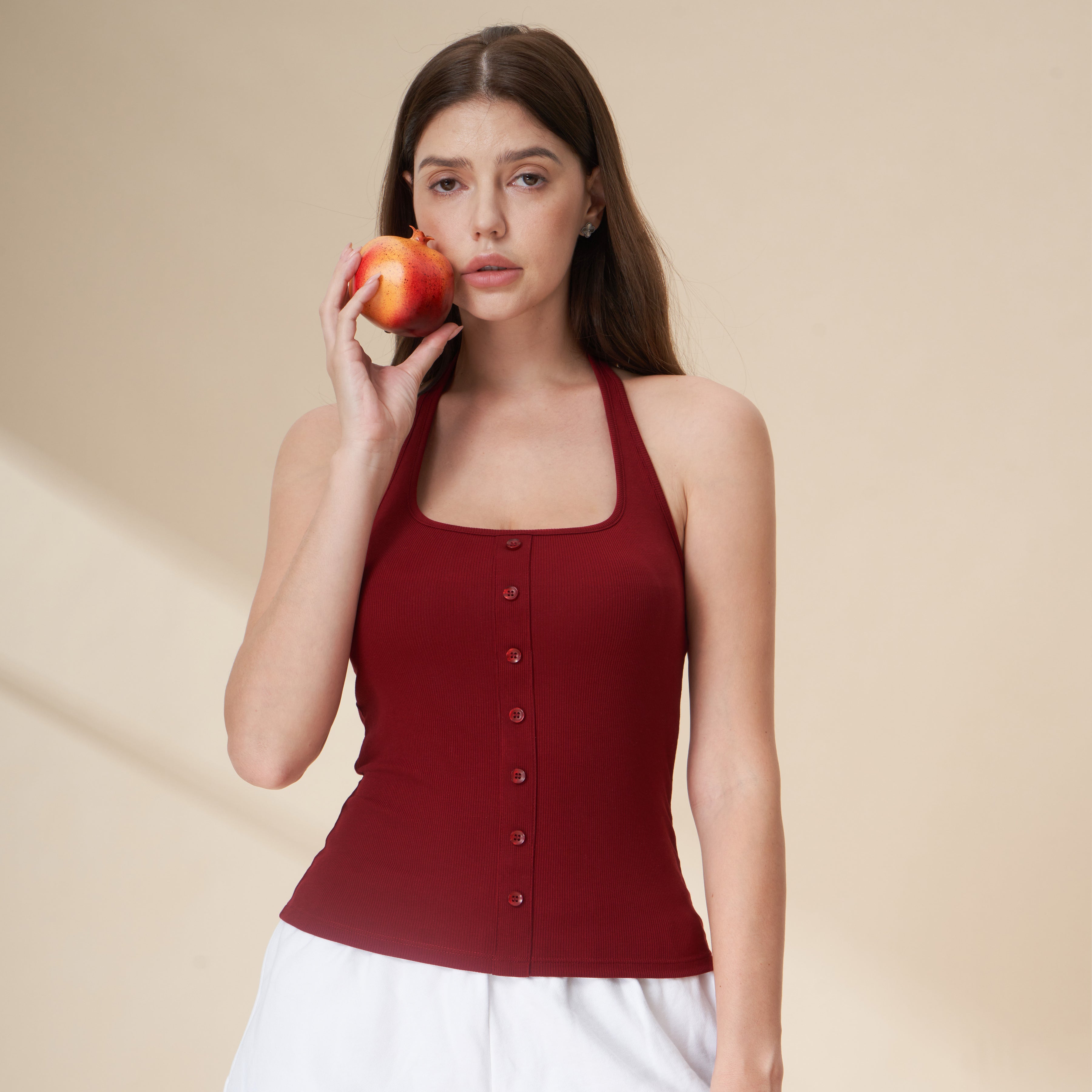 Tencel Ribbed Halter Tank Top