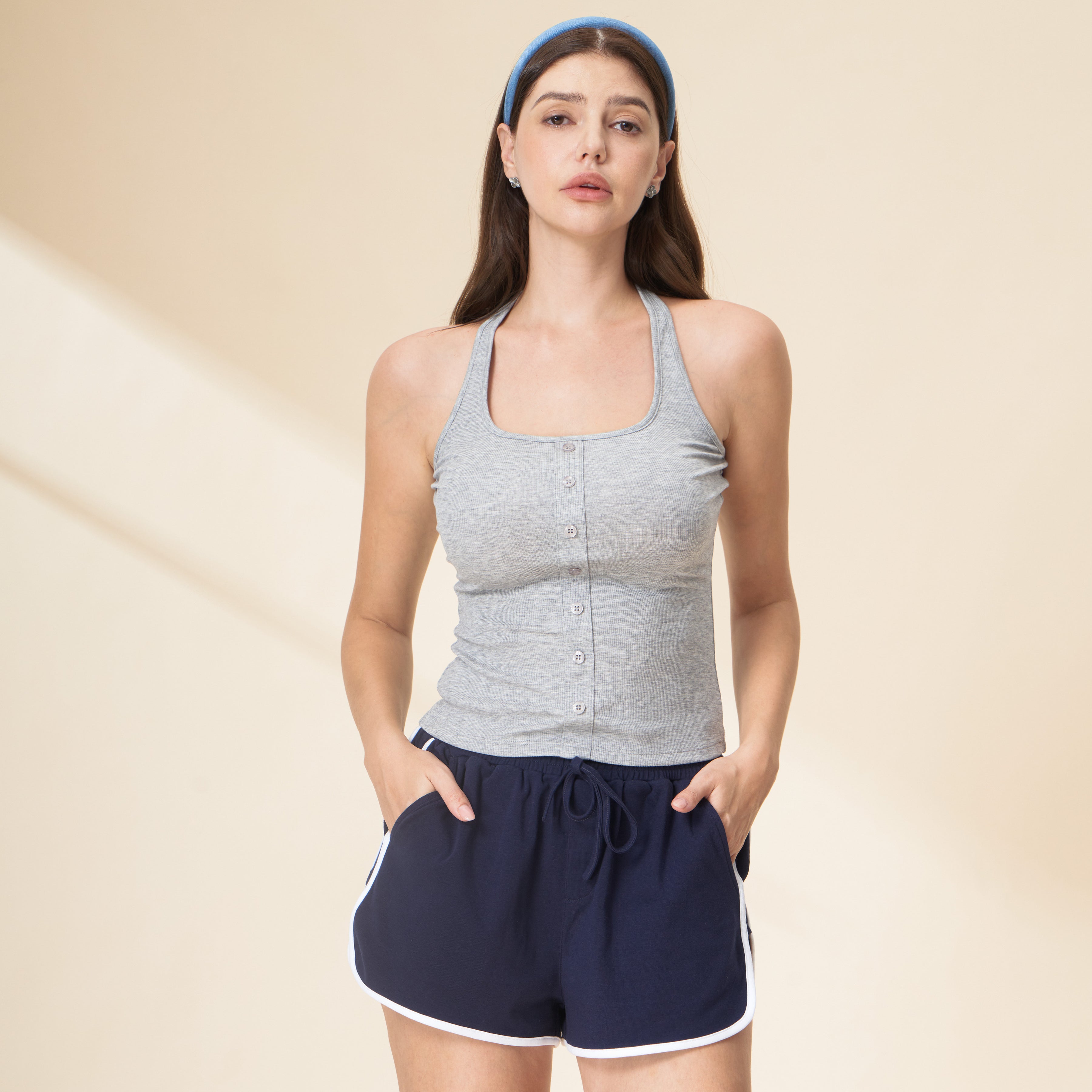 Tencel Ribbed Halter Tank Top